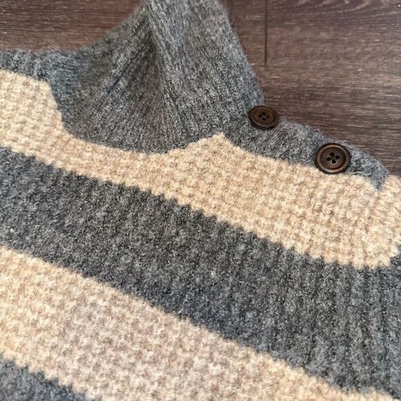 Zara (4-5 years) Grey/Tan Striped Turtleneck Knit Sweater - Picture 3 of 7